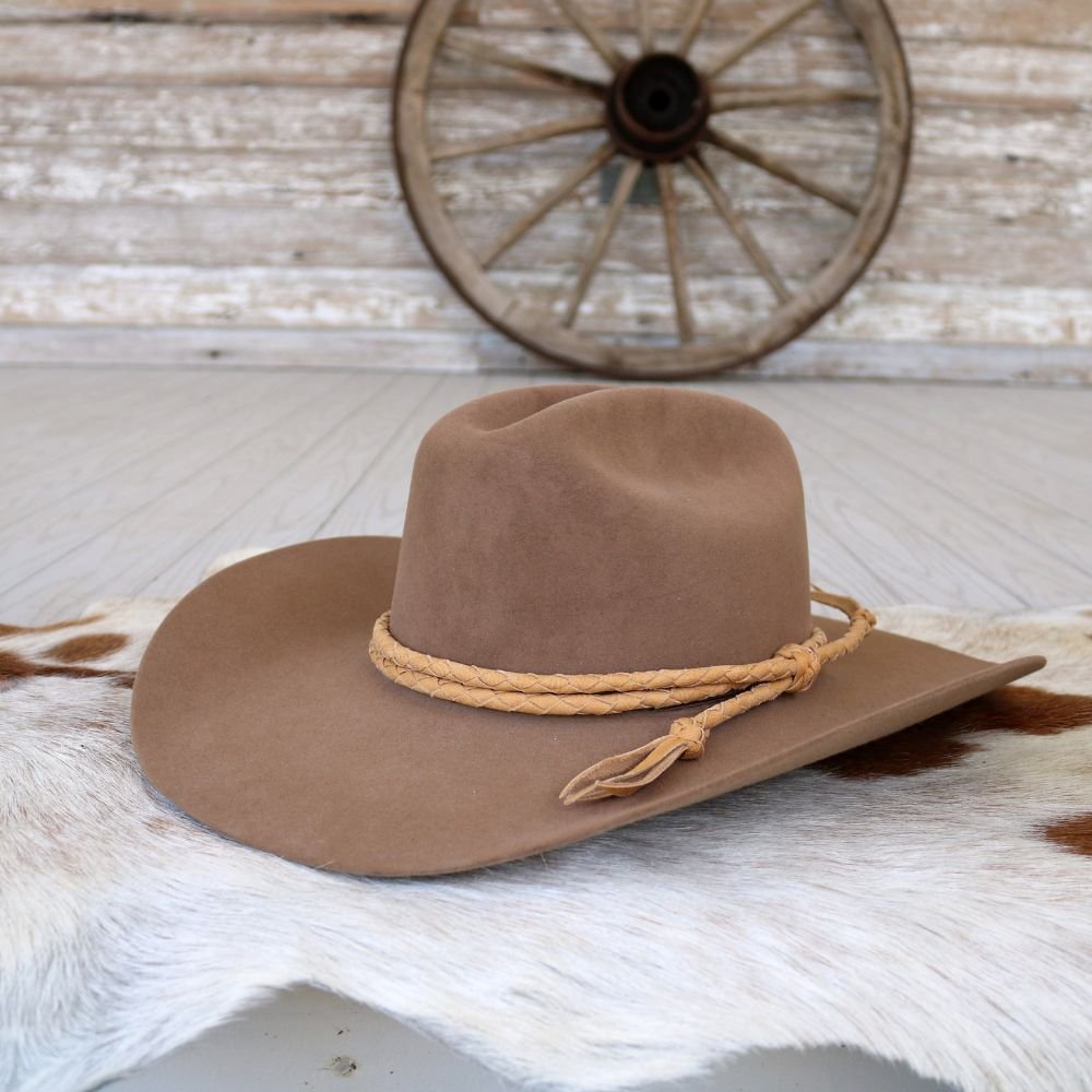 Butterscotch Braided Leather Hat Band
