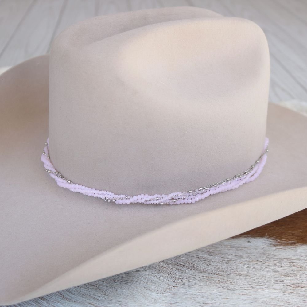 Transparent Pink Multi-Strand Beaded Hat Band
