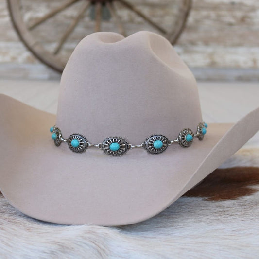 Silver Concho Hat Band - Palomino