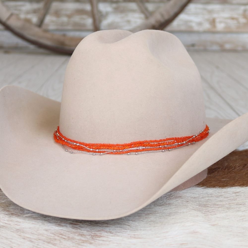 Orange Multi-Strand Beaded Hat Band