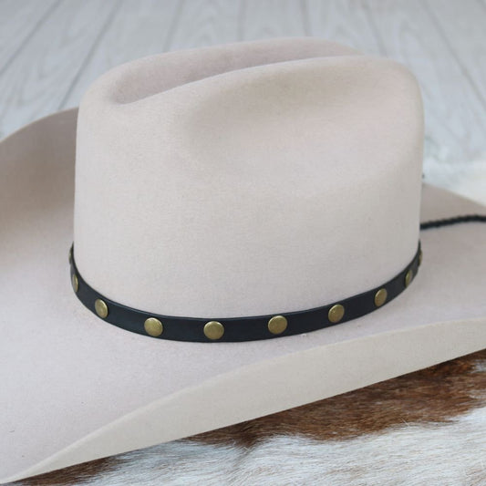 Black Studded Goat Leather Hat Band