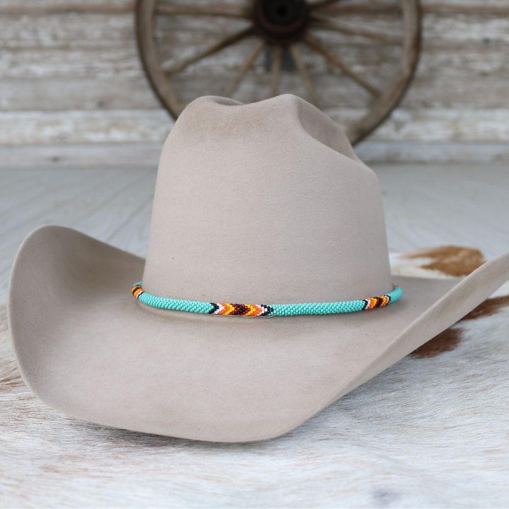 Round Beaded Hat Band (Turquoise)