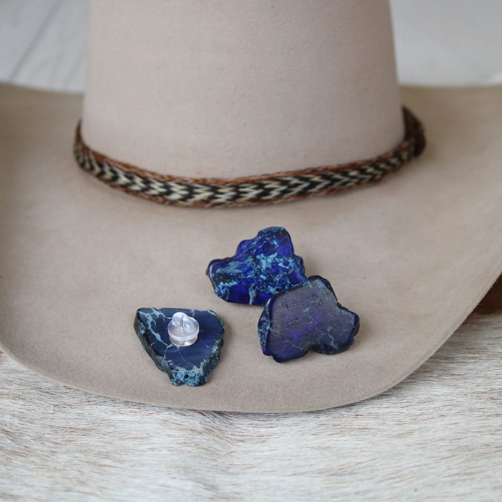 Ocean Blue Stone Button Hat Pin