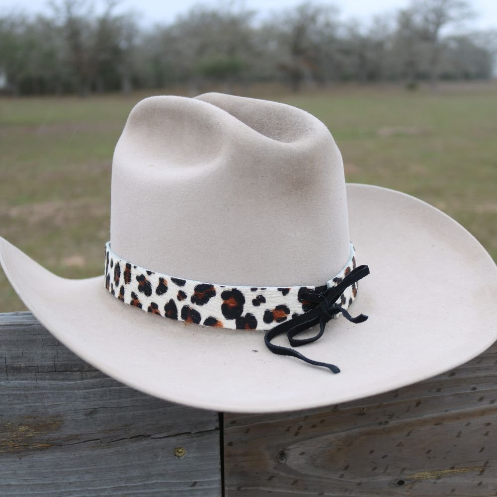 Leopard Print Leather Hat Band - Dixie