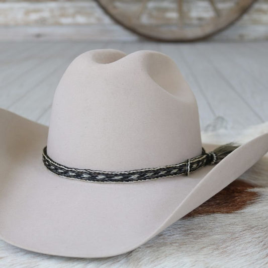 Horsehair Braided Single Tassel Hat Band - Pepper