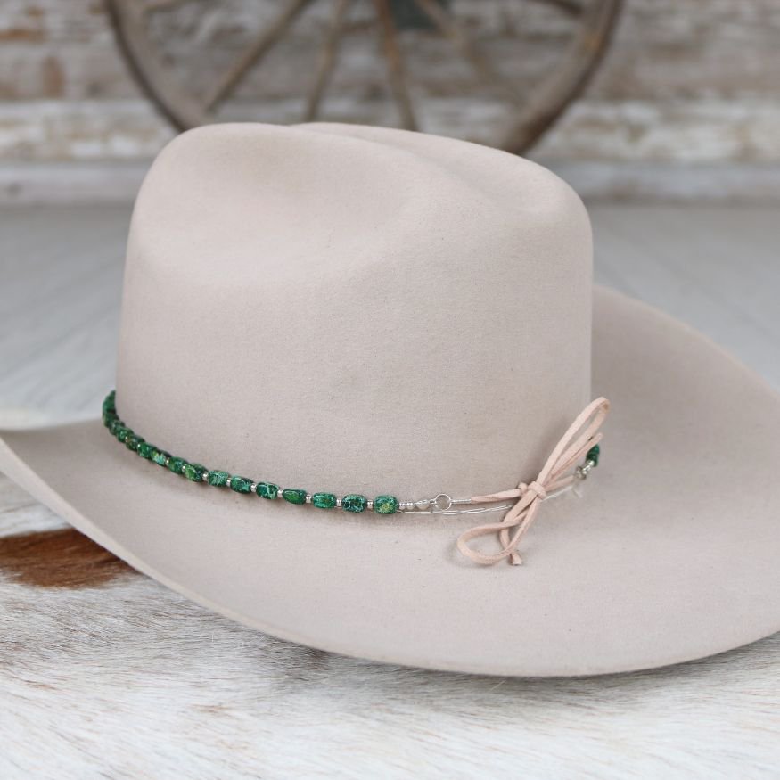 Chunky Green Stone Hat Band - Juniper