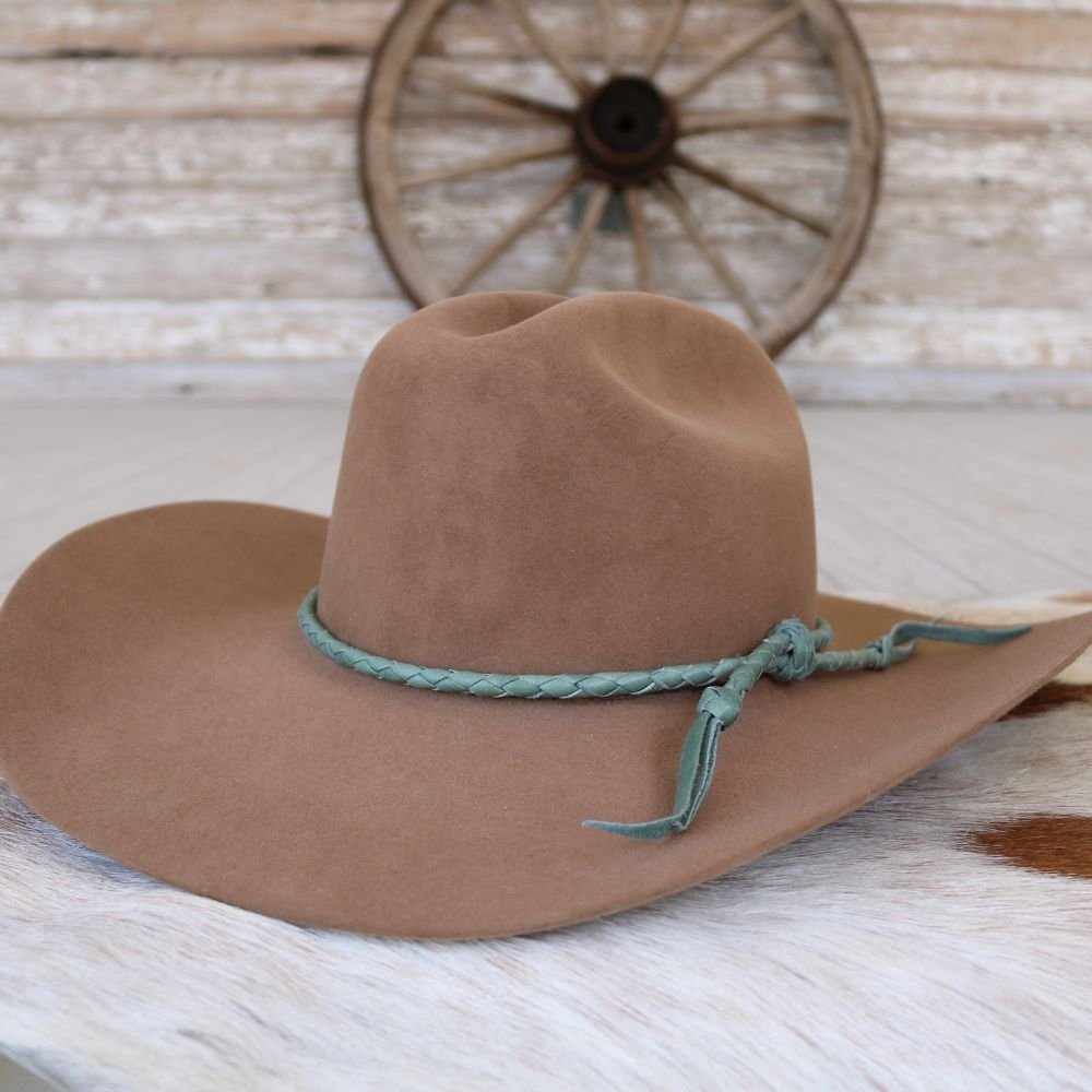 Aqua Braided Leather Hat Band