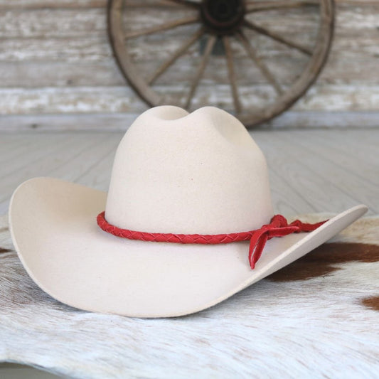 Red Braided Leather Hat Band