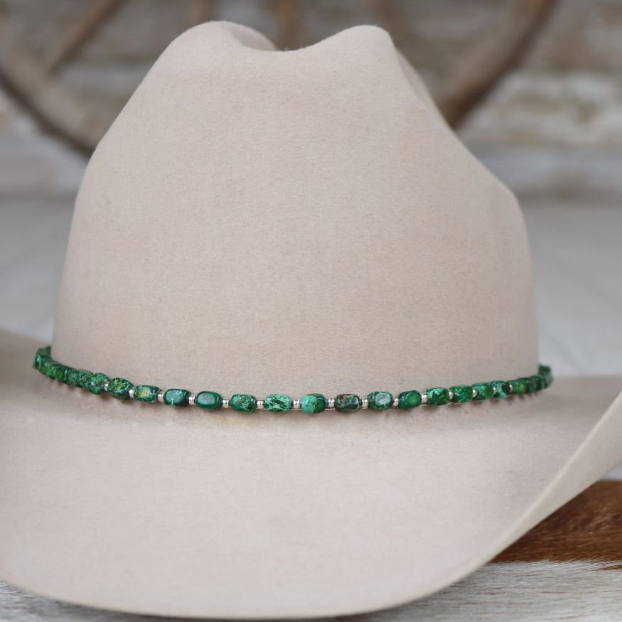 Chunky Green Stone Hat Band - Juniper
