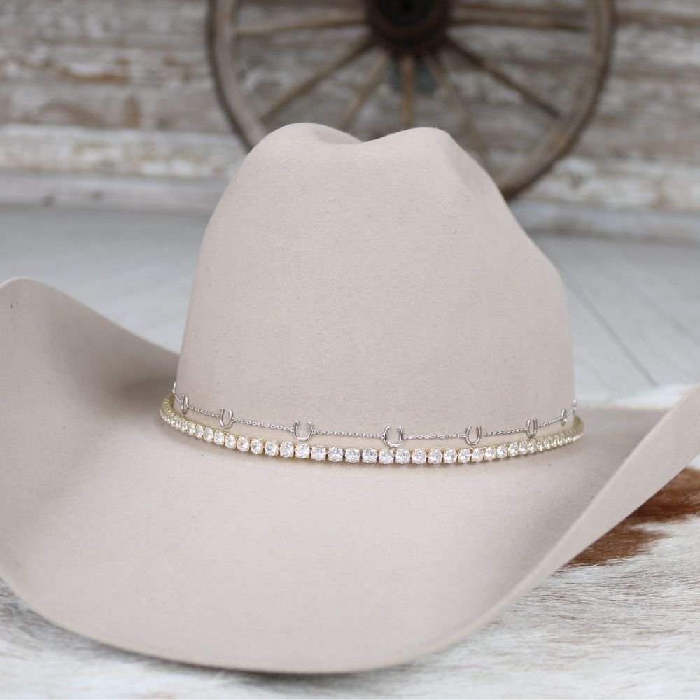 Silver Horseshoe Chain Hat Band