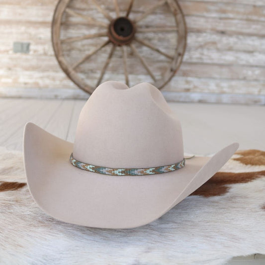 Green Chevron Beaded Hat Band