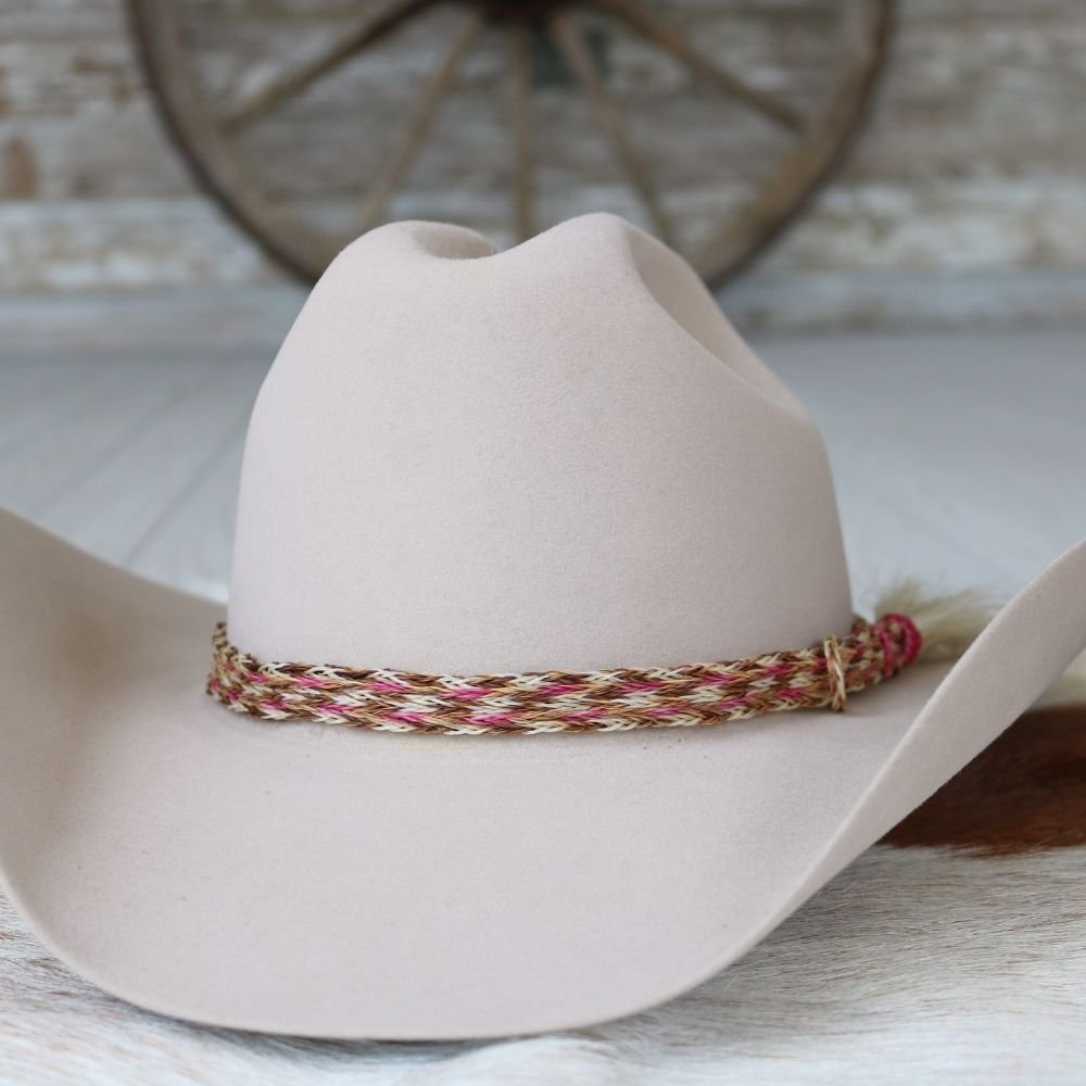 Horsehair Pink Braided Tassel Hat Band