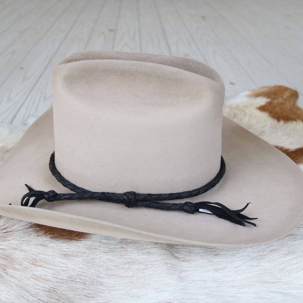 Black Braided Leather Hat Band