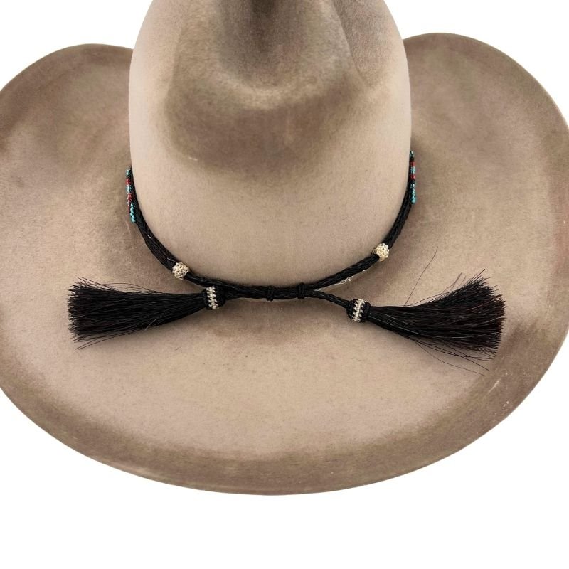 Horsehair Beaded Hat Band - Blue Roan
