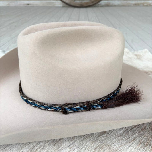 Genuine Horsehair 6 Strand Braided Hat Band with Single Tassel - Caleb