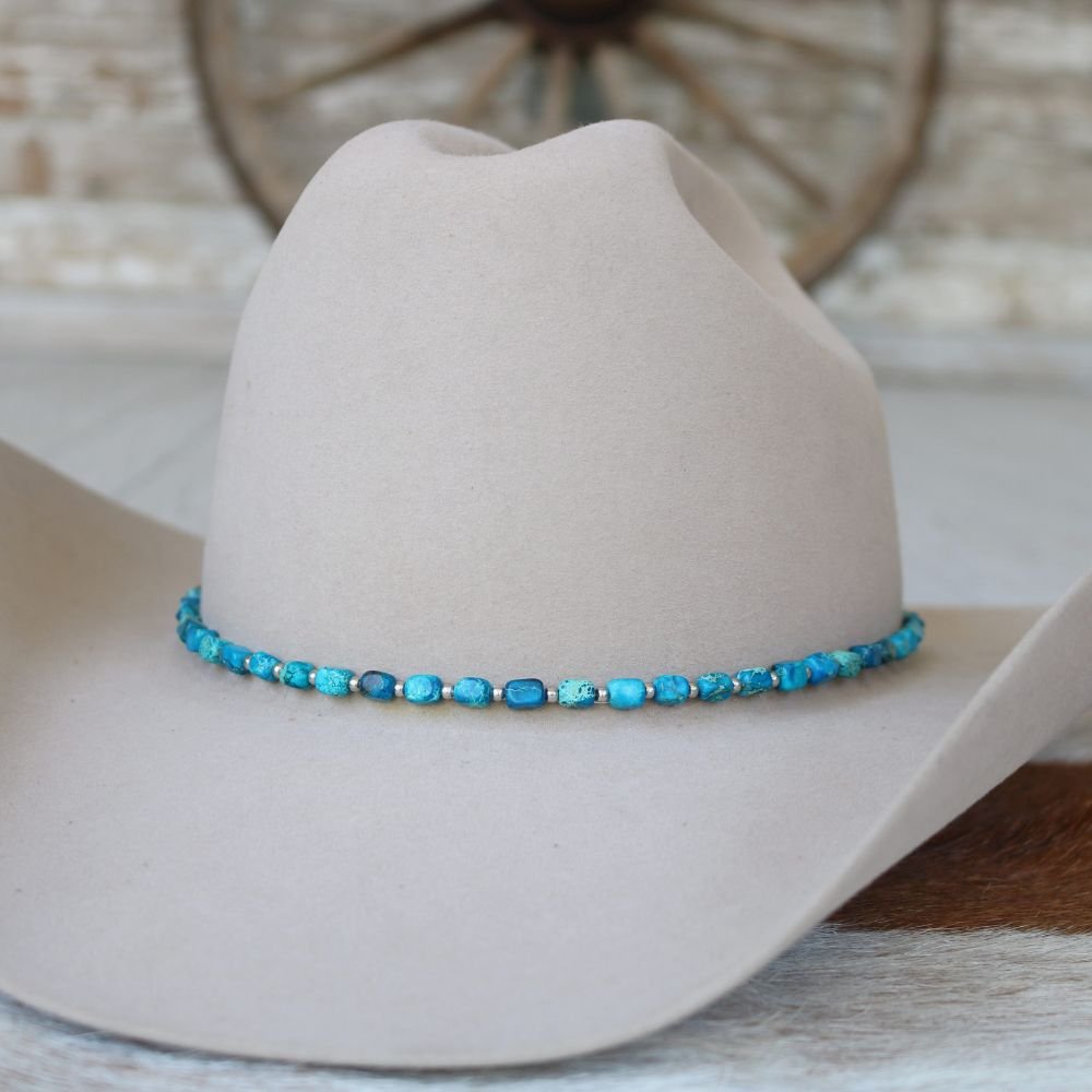 Chunky Deep Blue Stone Hat Band - Rio
