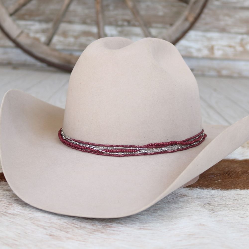 Maroon Multi-Strand Beaded Hat Band