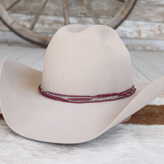 Maroon Multi-Strand Beaded Hat Band