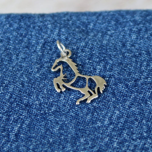 Rearing Horse Charm Sterling Silver
