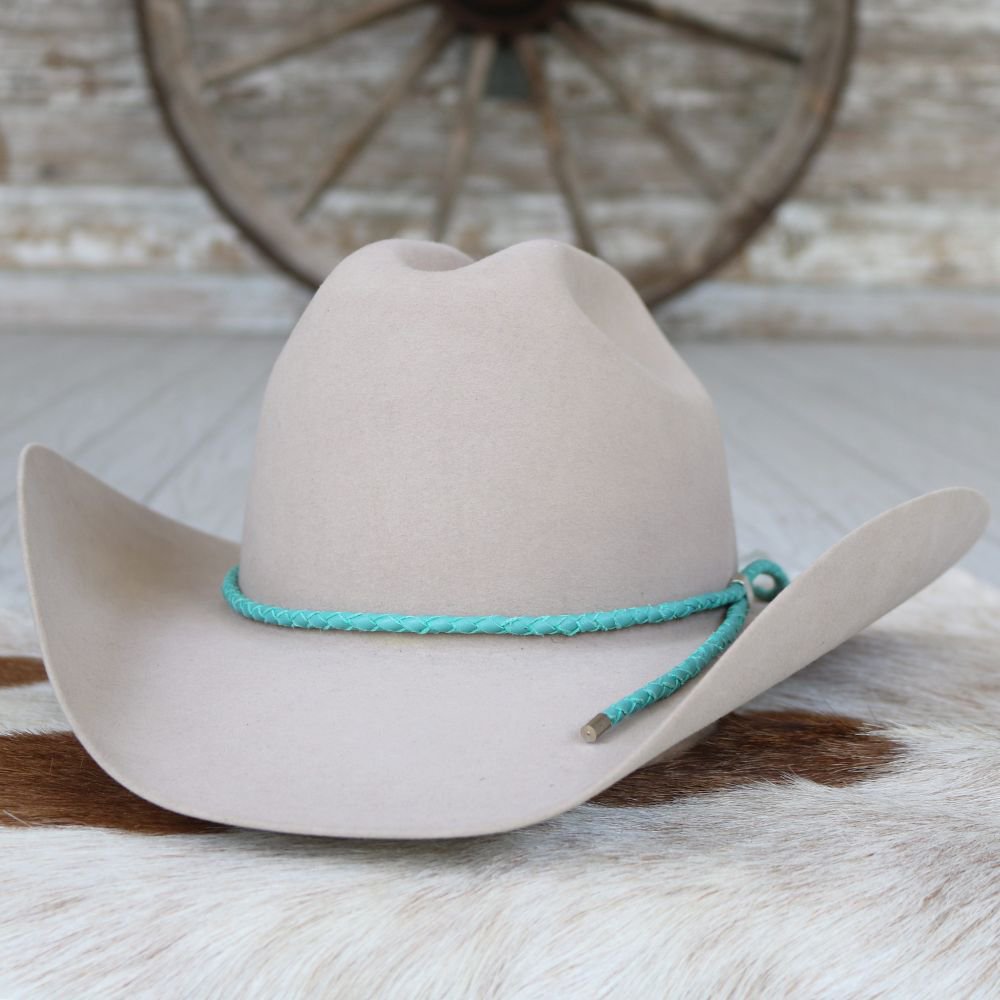 Turquoise Braided Leather Hat Band