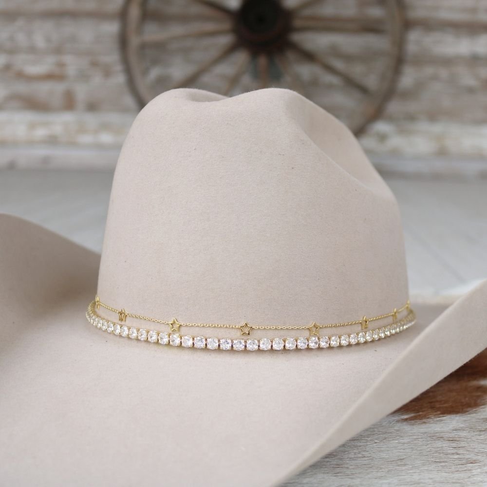 14K Gold Plated Star Chain Hat Band