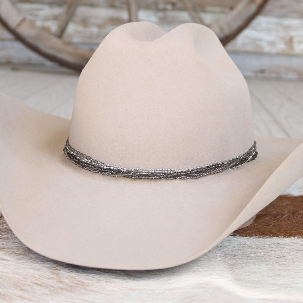 Smoke Grey Multi-Strand Beaded Hat Band