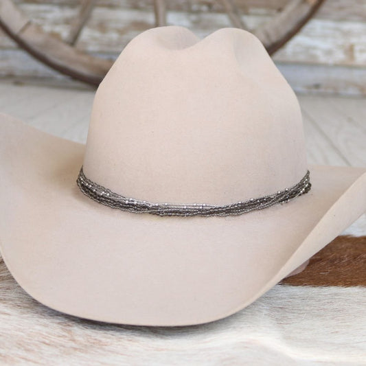 Smoke Grey Multi-Strand Beaded Hat Band