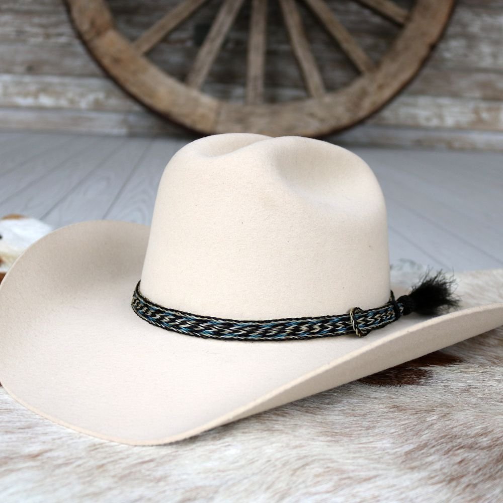 Horsehair Blue Braided Tassel Hat Band - Frost