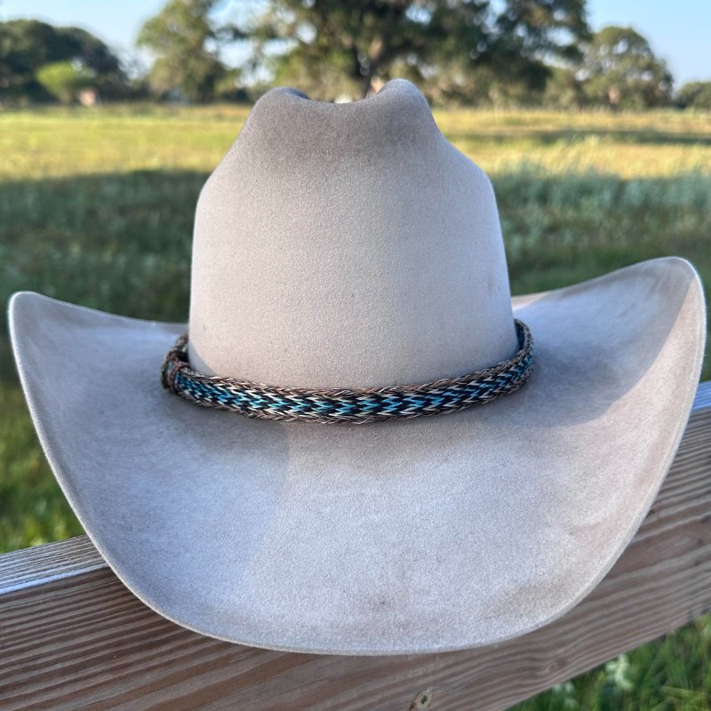 Horsehair Braided Blue Single Tassel Hat Band - Caleb