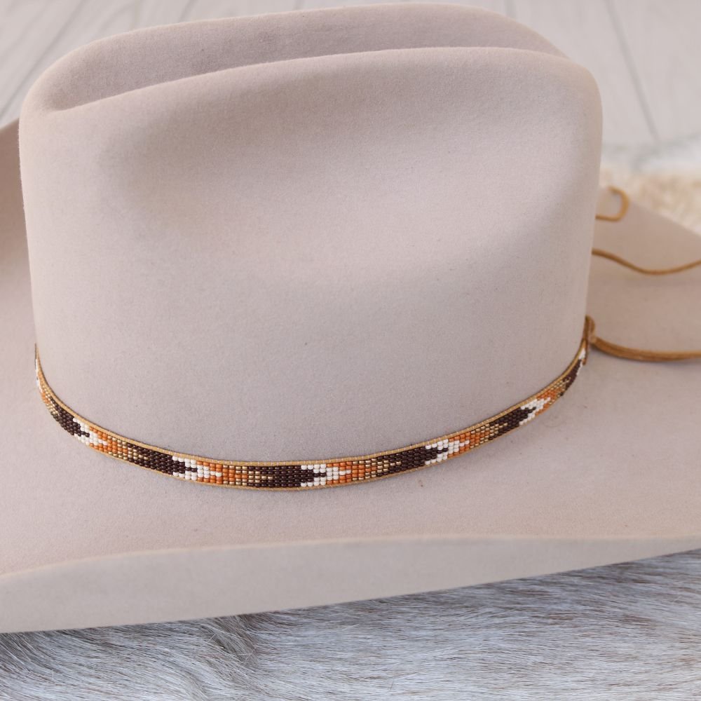 Brown Chevron Beaded Hat Band