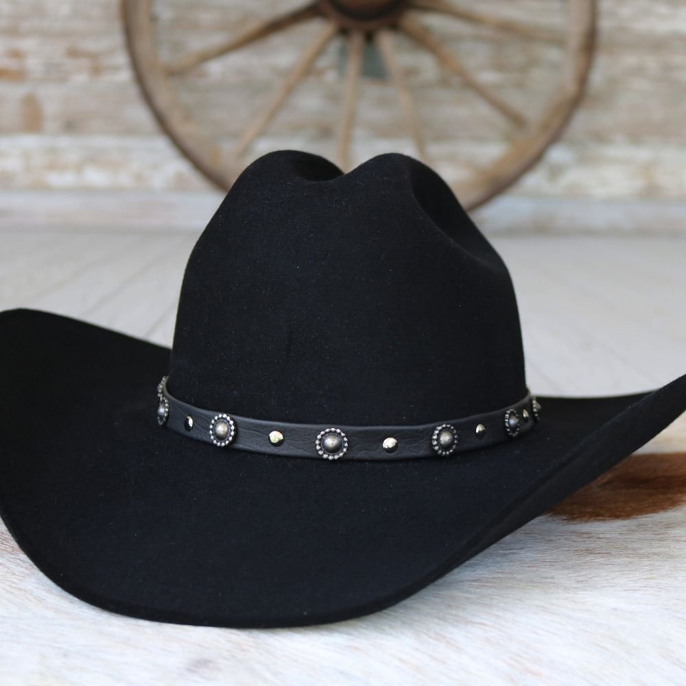 Deerskin Leather Studded Hat Band