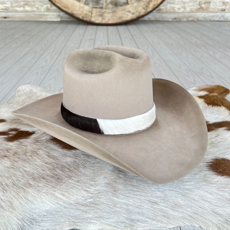 Cowhide Hat Band - Dark Brown & White