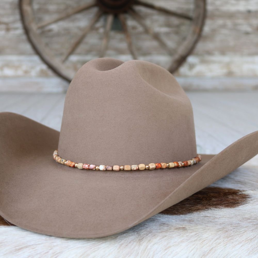 Chunky Brown Jasper Stone Hat Band - Sienna