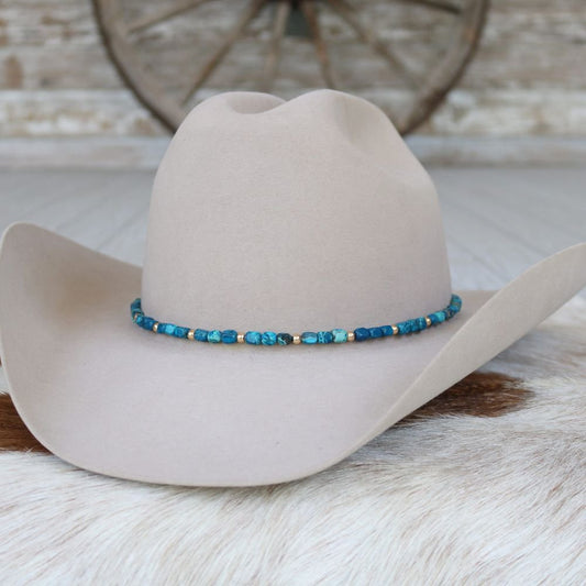 Chunky Deep Blue Stone Hat Band - Briggs