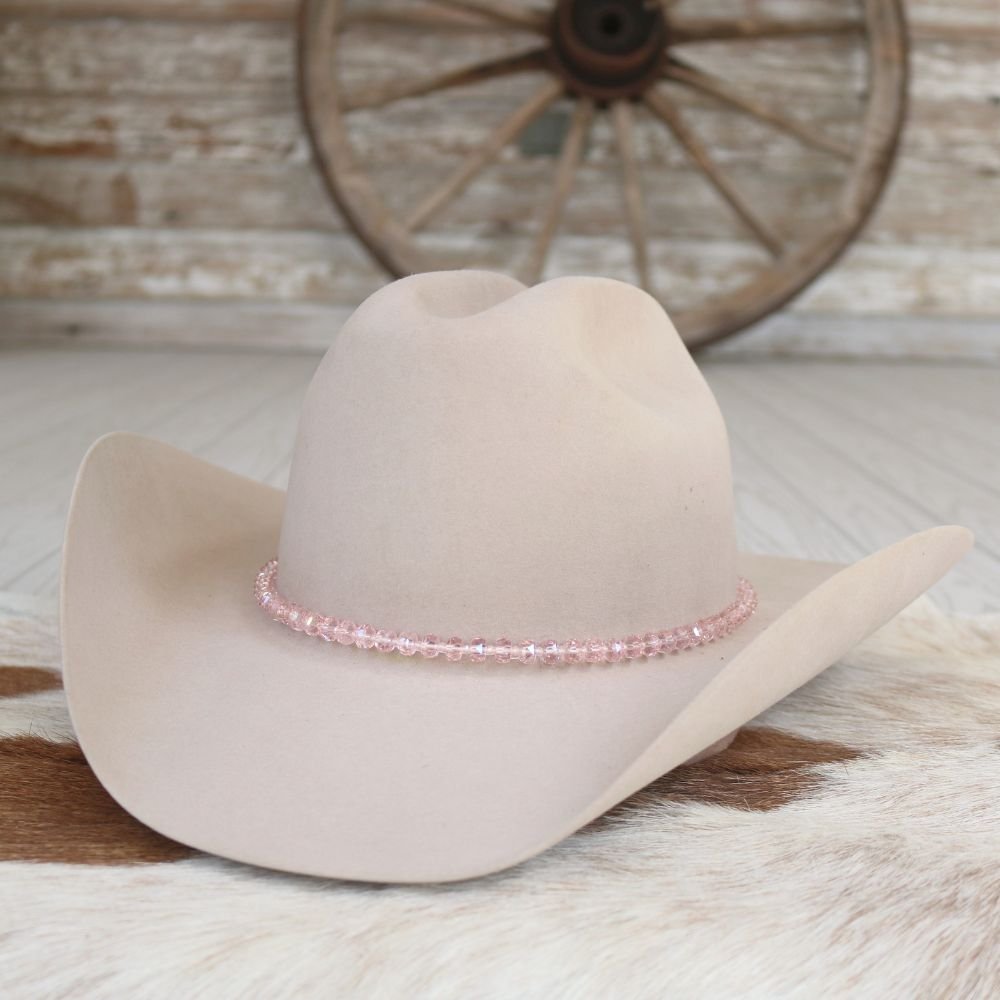 Light Pink Glass Beaded Hat Band
