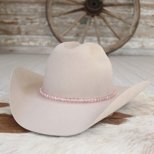 Light Pink Glass Beaded Hat Band