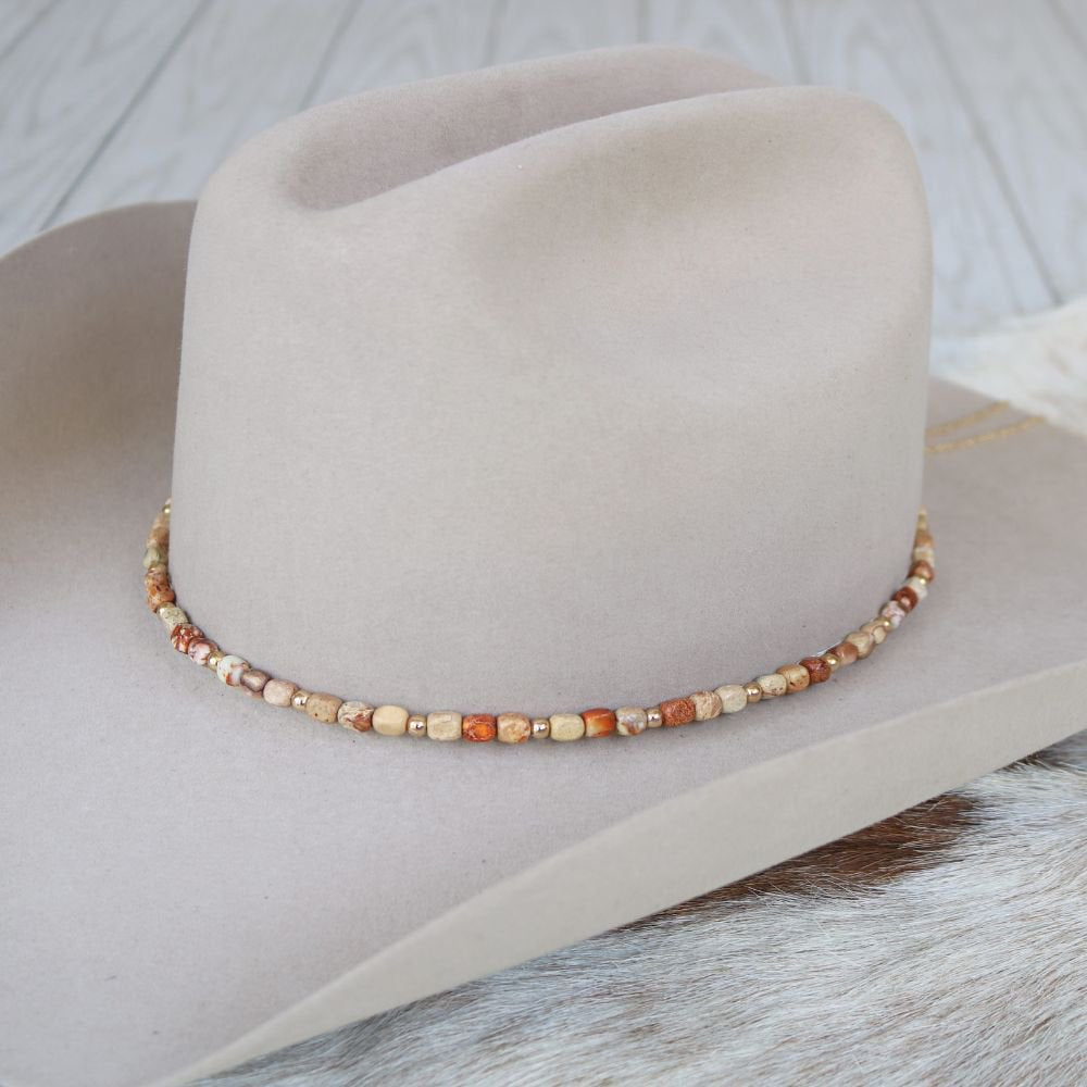 Chunky Brown Jasper Stone Hat Band - Sienna