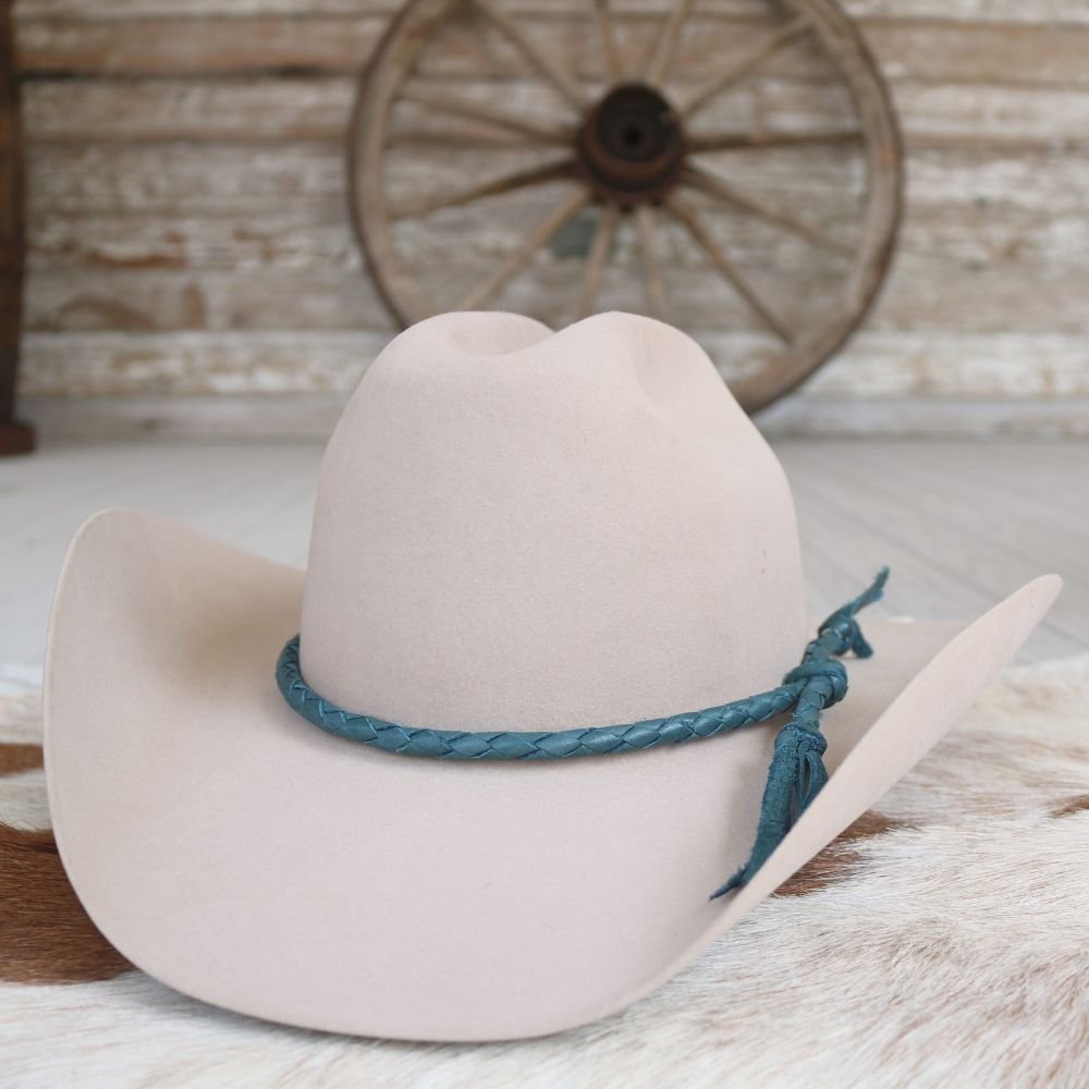 Teal Single Braided Leather Hat Band
