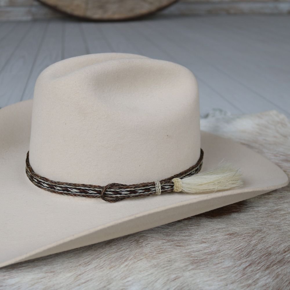 Genuine Horsehair 5 Strand Braided Hat Band with Single Tassel - Paint