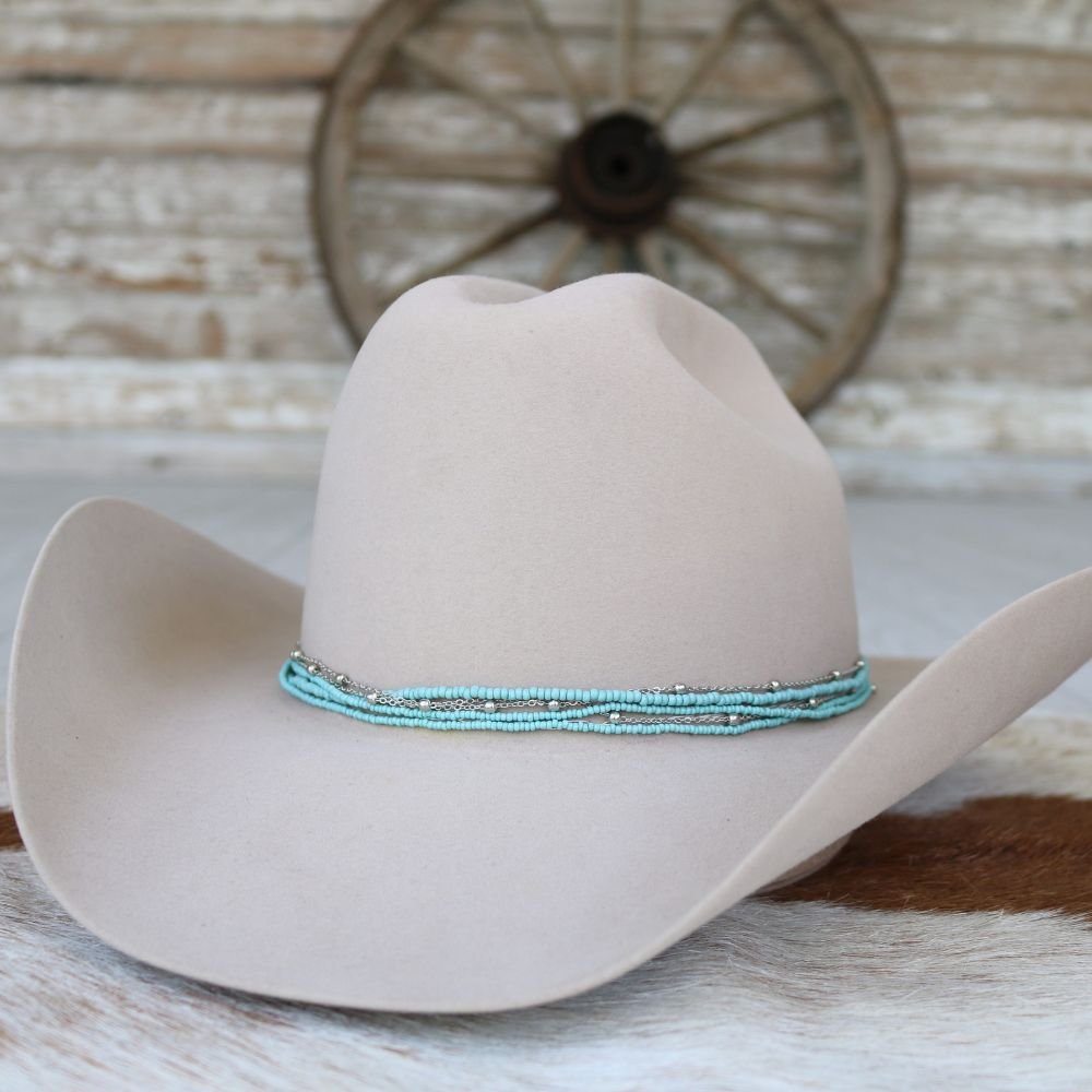 Dusty Blue Multi-Strand Beaded Hat Band