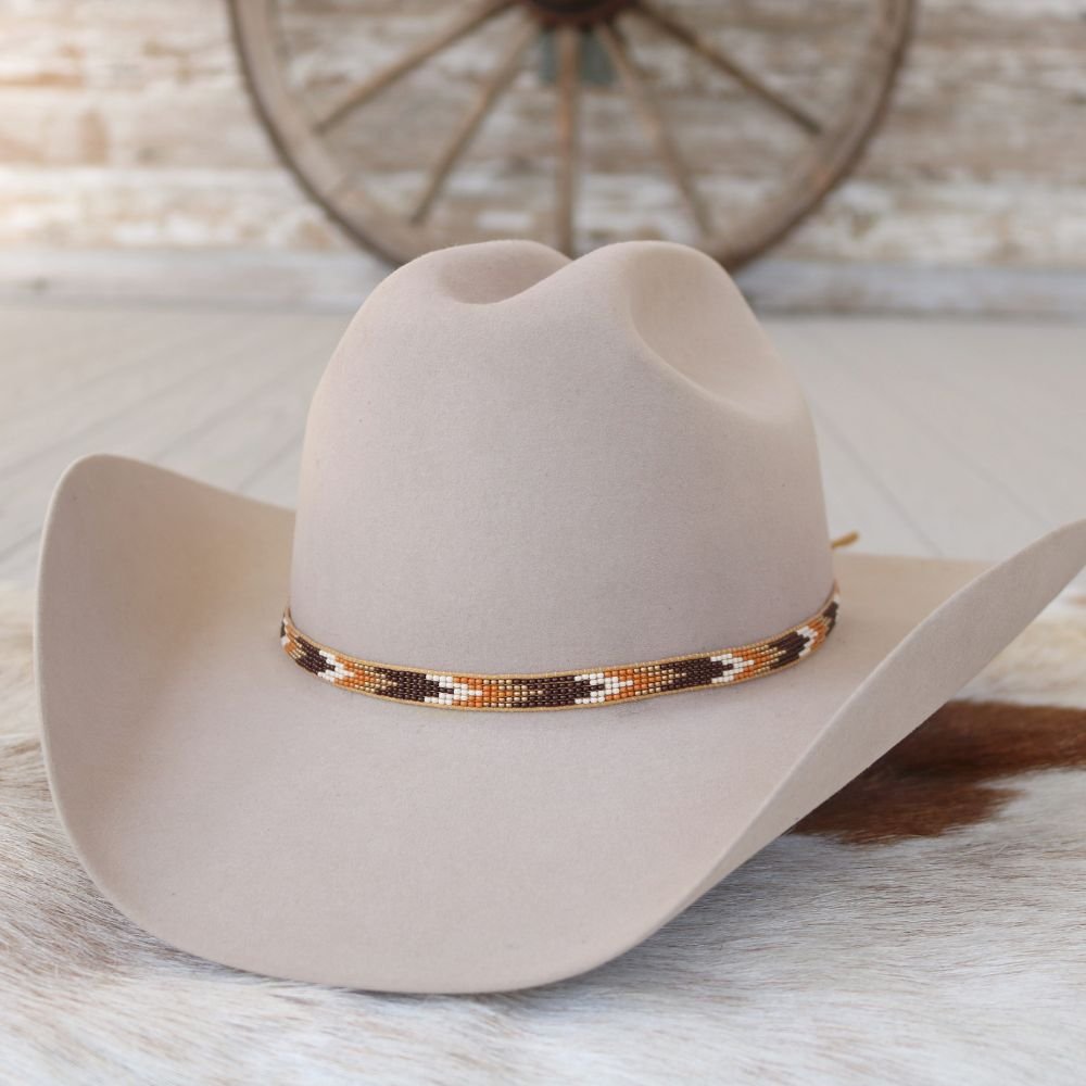 Brown Chevron Beaded Hat Band