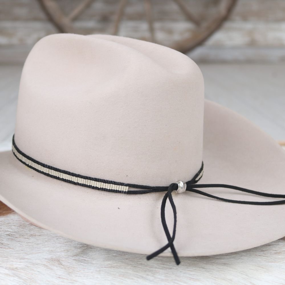 Silver & Black Lane Stitch Hat Band