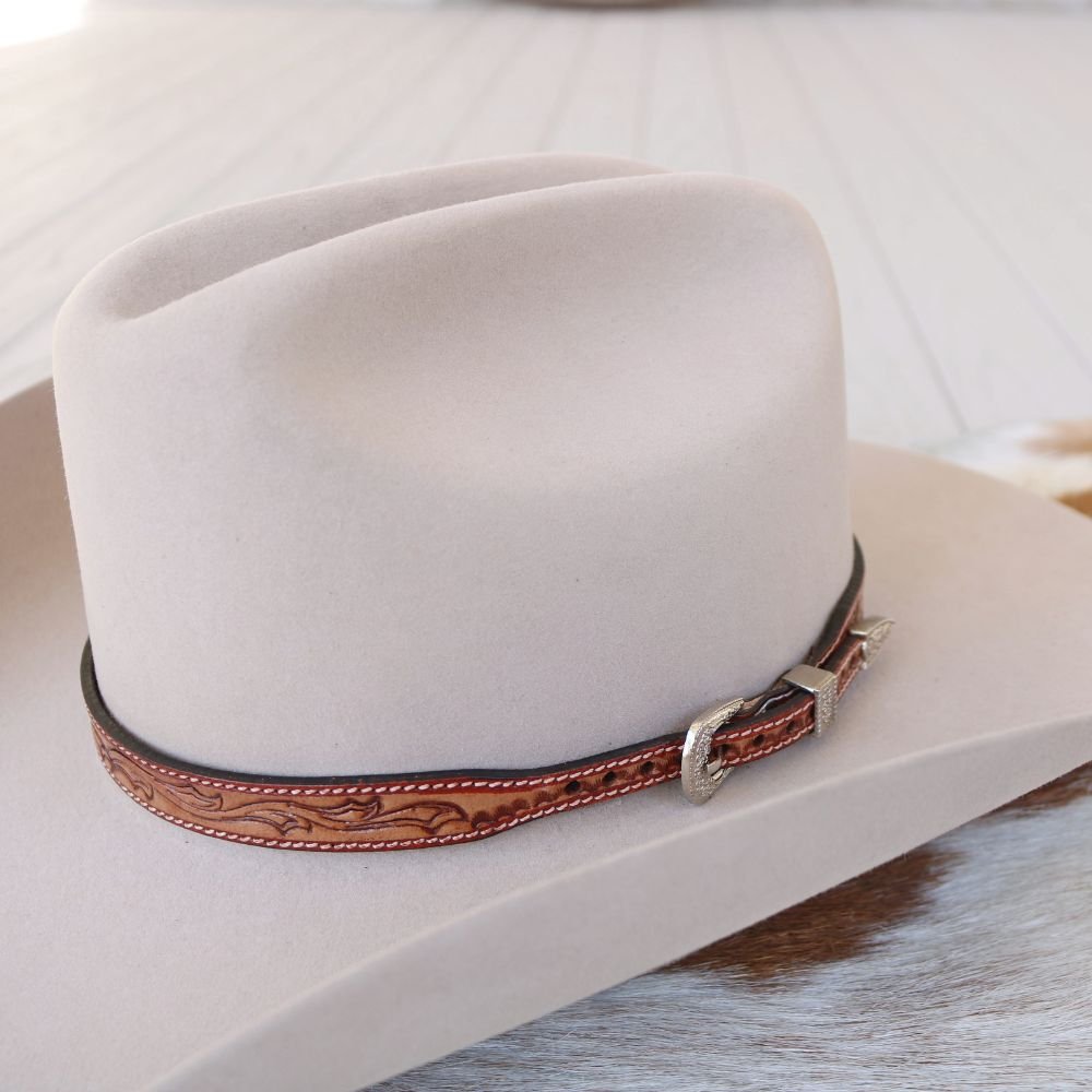 Carved Leather Hat Band - Dakota