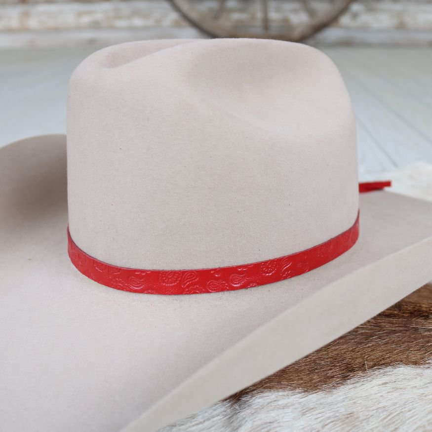 Red Paisley Leather Hat Band