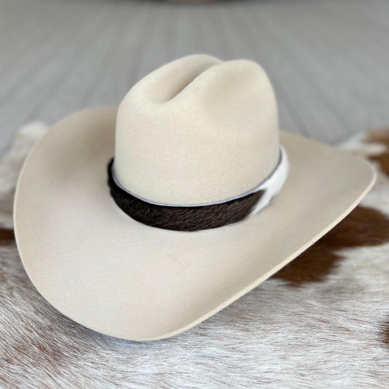 Cowhide Hat Band - Black Brown & White