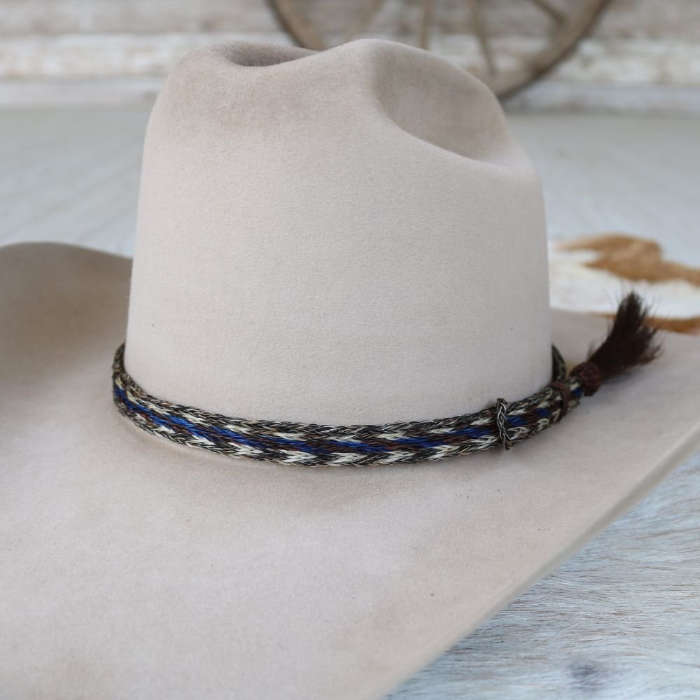 Horsehair Blue Braided Tassel Hat Band - Cobalt