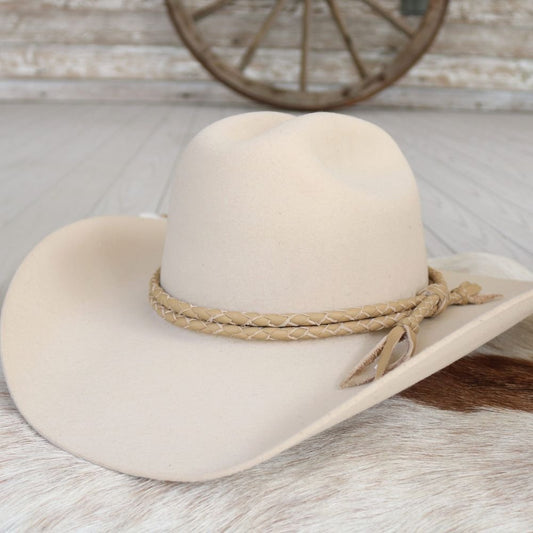 Camel Braided Leather Hat Band