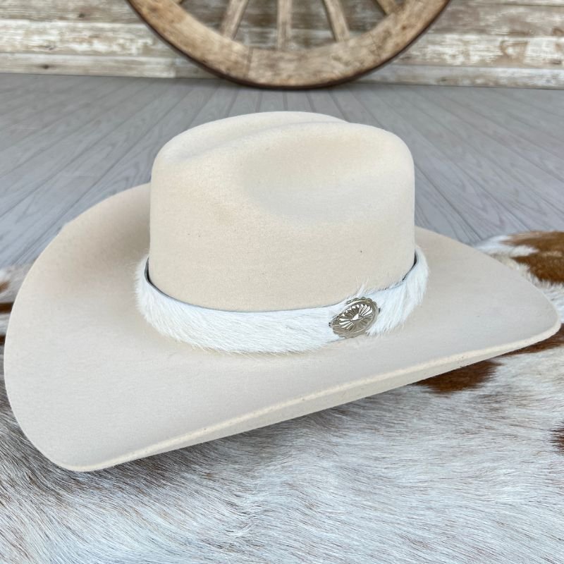 Cowhide Hat Band - White