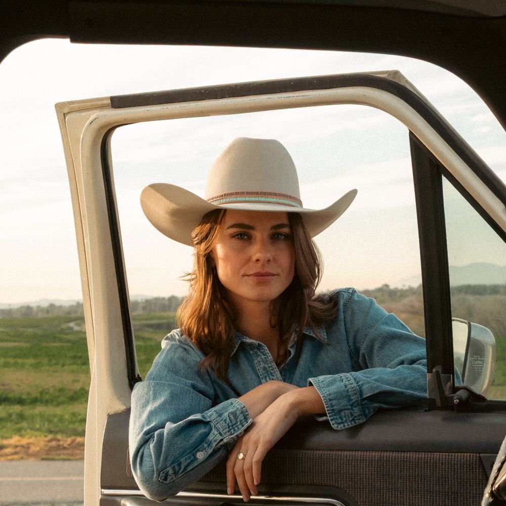 Lane Stitch Tan Beaded Hat Band