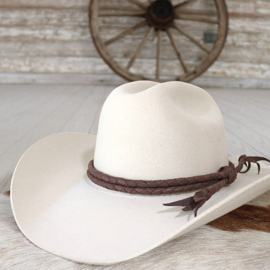 Brown Braided Leather Hat Band